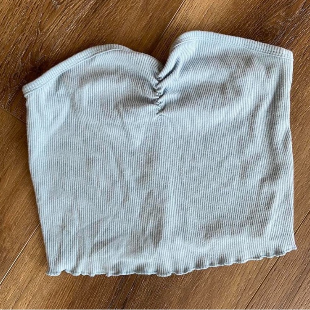 light blue cropped shirt